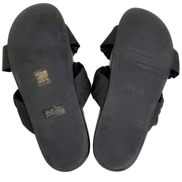 Staud Black Ruched Crisscross Michel Slide Sandals - Picture 9 of 9